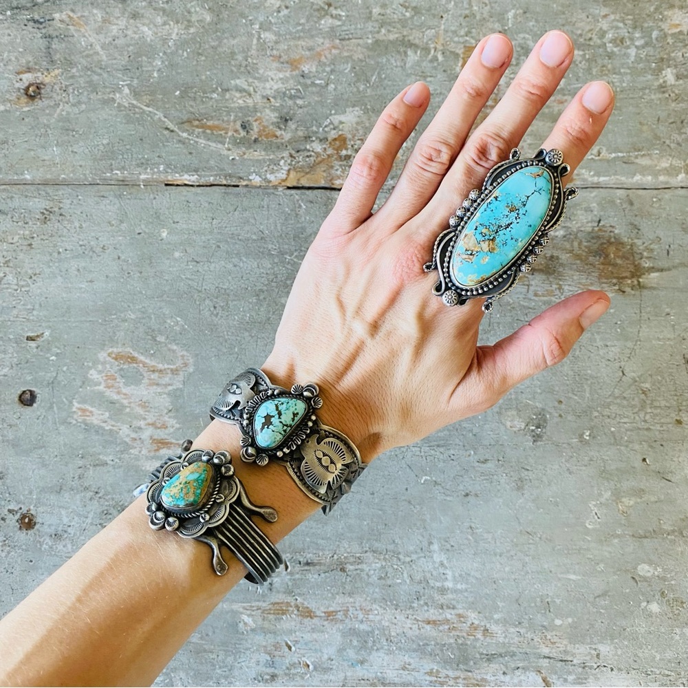SOLD ♥️ Apache ♥️ Rosella Paxson Sterling Silver & Turquoise Ring - Picture 2 of 14